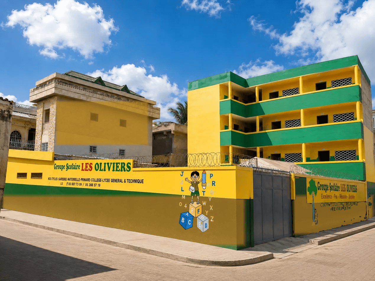 Façade du Groupe Scolaire Les Oliviers, Batignolles, Brazzaville